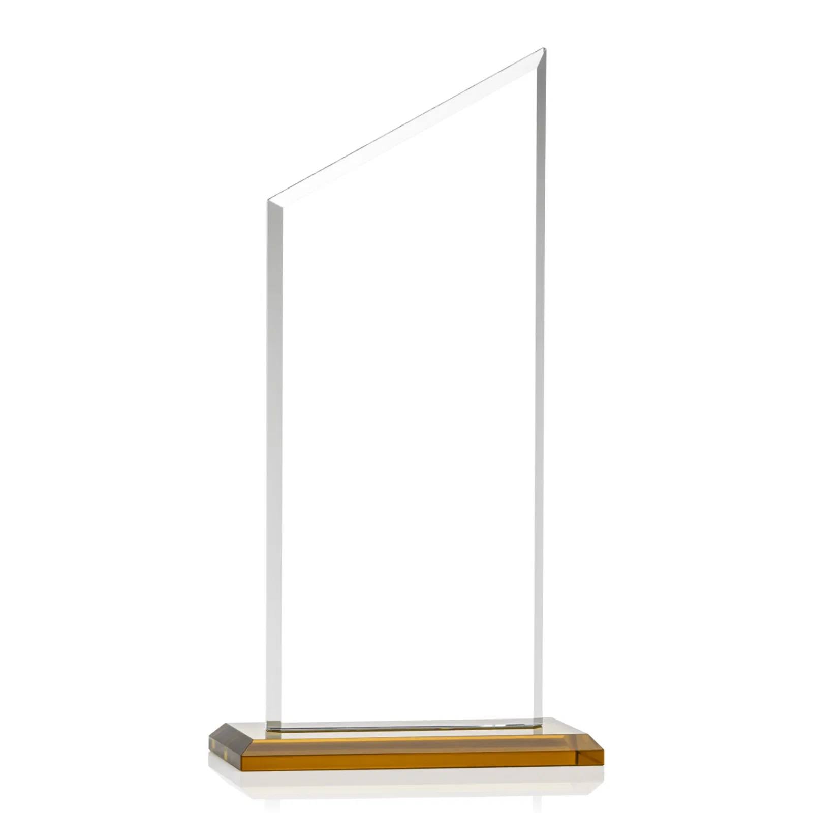 Customized Starfire Crystal Slant-Top Award on a Matching Beveled Base for company anniversary events