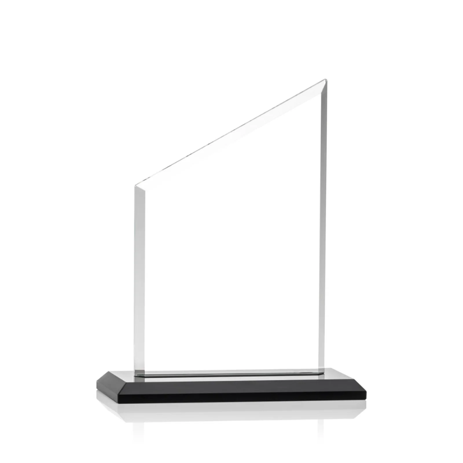 Custom engraved Starfire Crystal Slant-Top Award on a Matching Beveled Base for employee recognition