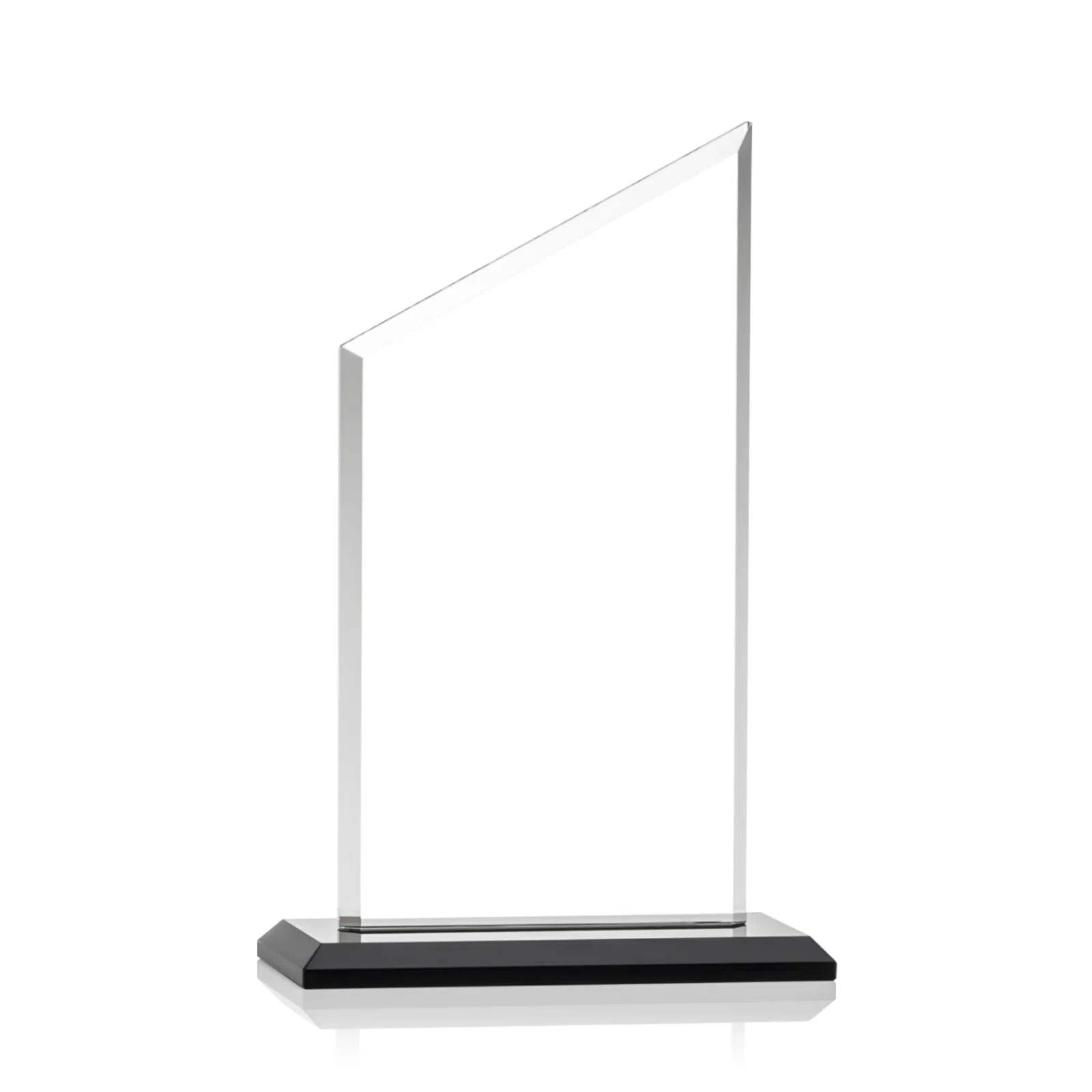 Custom engraved Starfire Crystal Slant-Top Award on a Matching Beveled Base for corporate award ceremonies