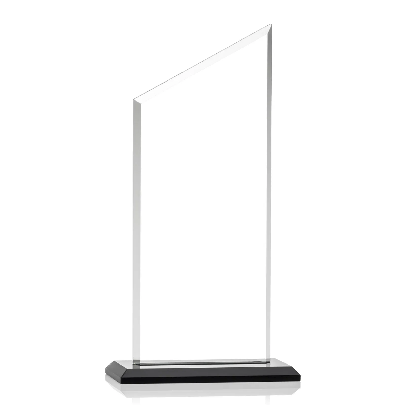 Custom engraved Starfire Crystal Slant-Top Award on a Matching Beveled Base for service anniversary gifts