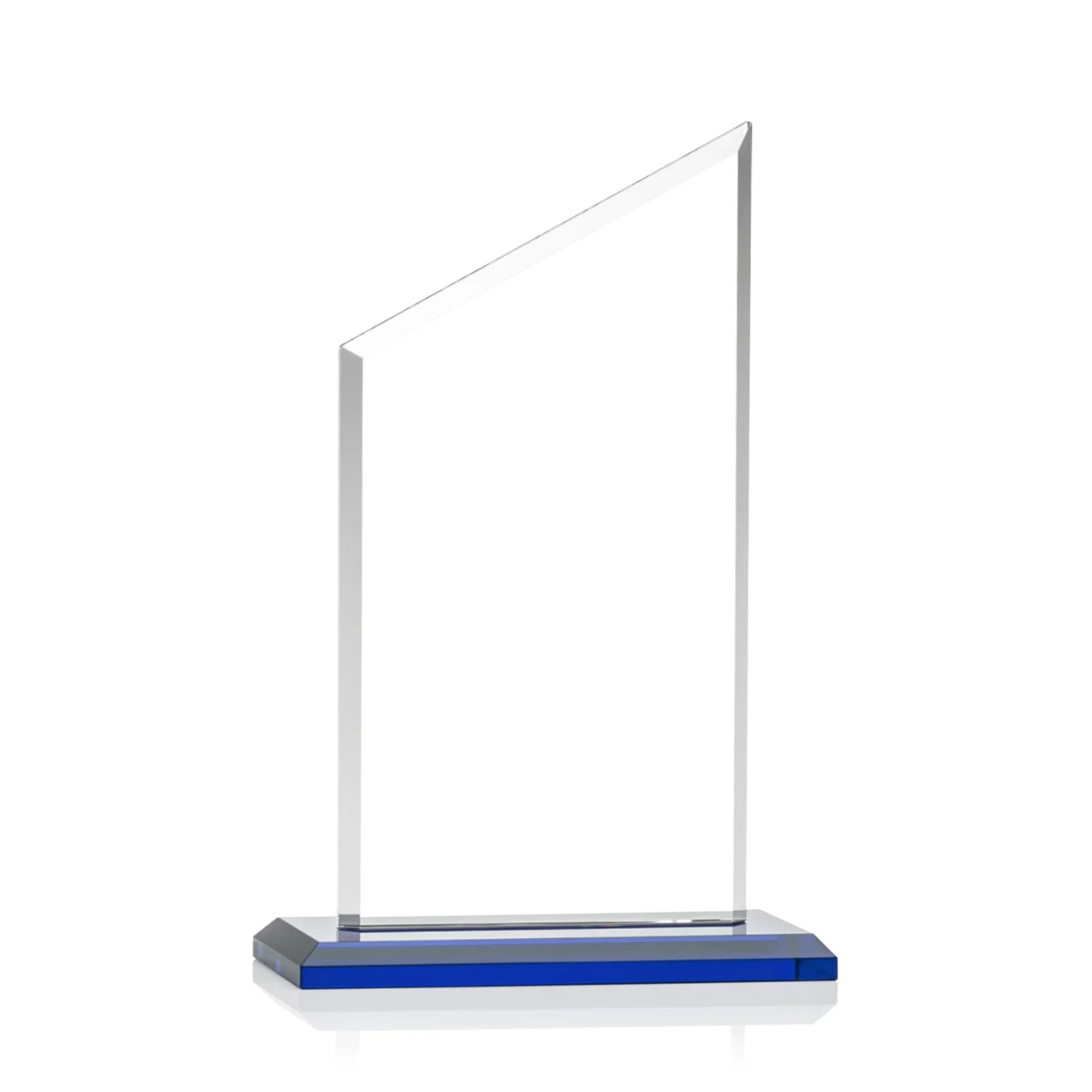 Custom engraved Starfire Crystal Slant-Top Award on a Matching Beveled Base for retirement presentations