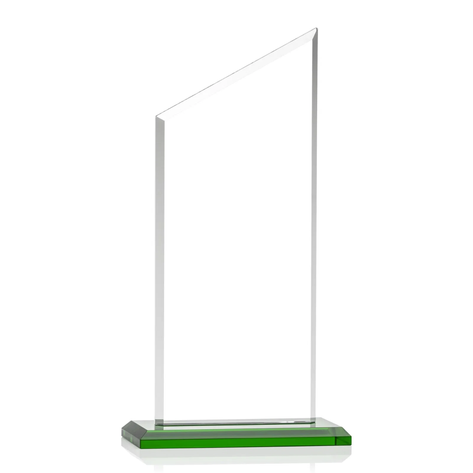 Custom engraved Starfire Crystal Slant-Top Award on a Matching Beveled Base for safety achievement programs