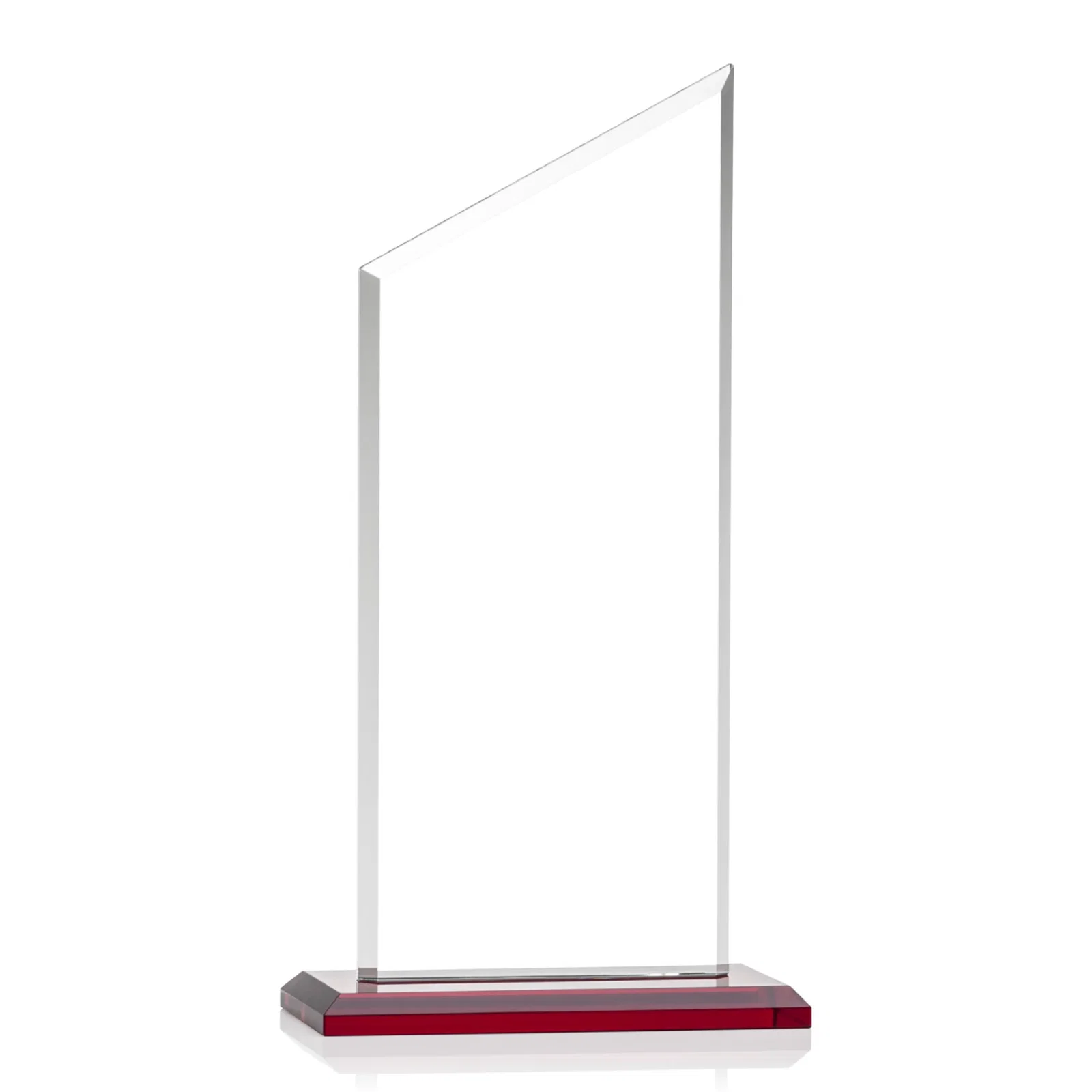 Custom engraved Starfire Crystal Slant-Top Award on a Matching Beveled Base for company anniversary events