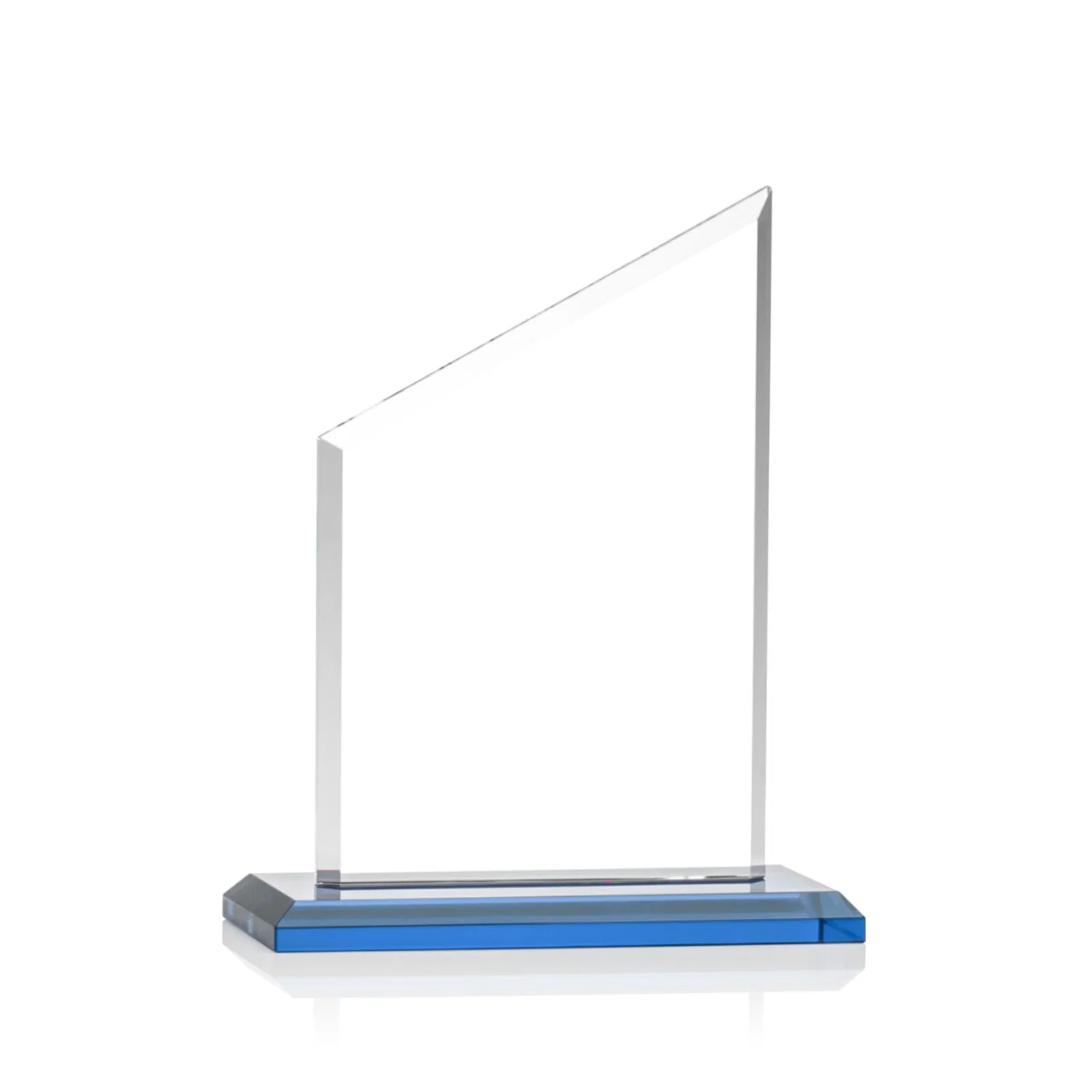 Custom Starfire Crystal Slant-Top Award on a Matching Beveled Base, with your logo for employee recognition