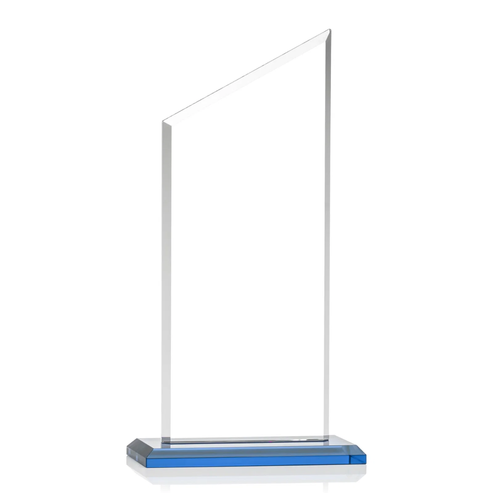 Custom Starfire Crystal Slant-Top Award on a Matching Beveled Base, with your logo for service anniversary gifts
