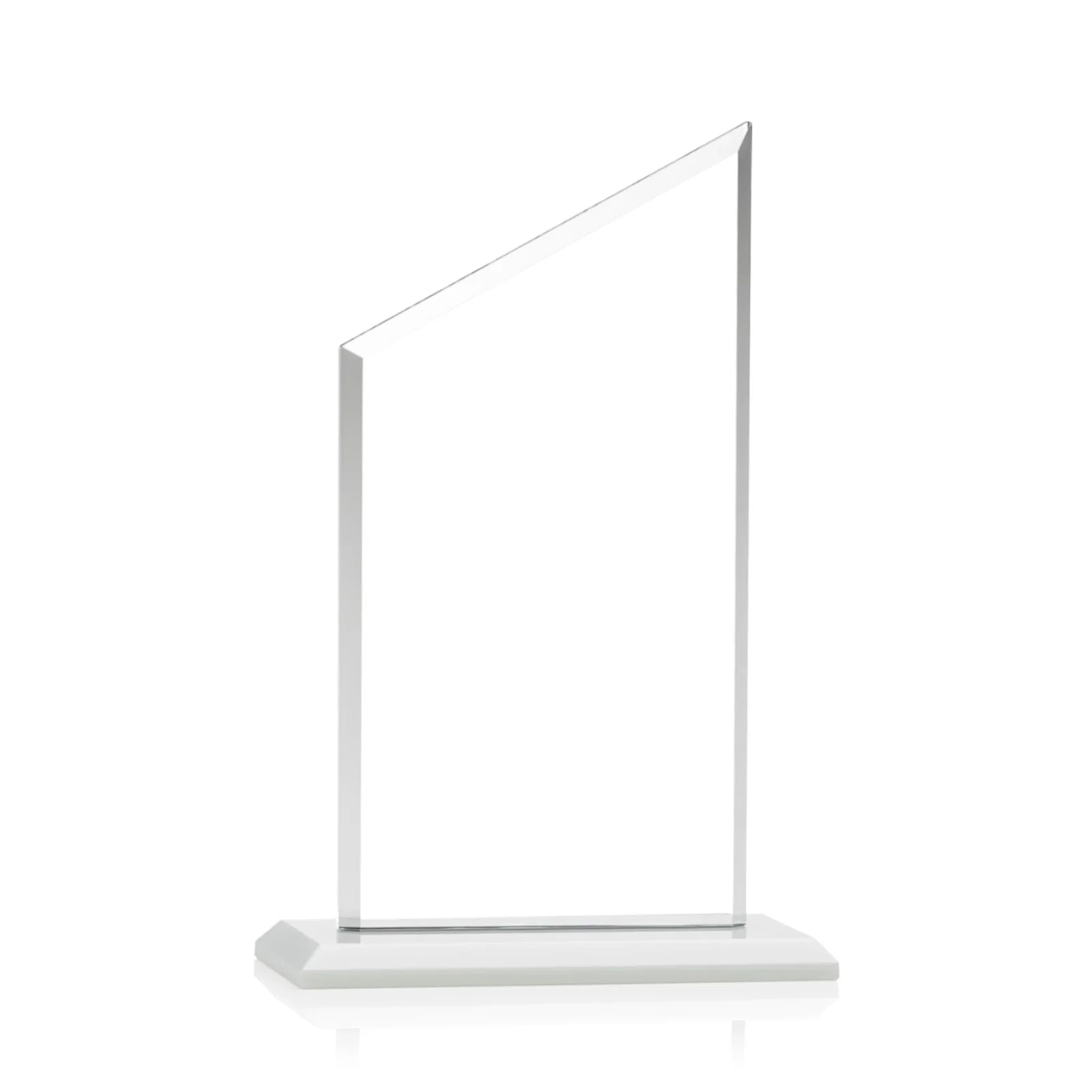 Custom Starfire Crystal Slant-Top Award on a Matching Beveled Base, with your logo for retirement presentations