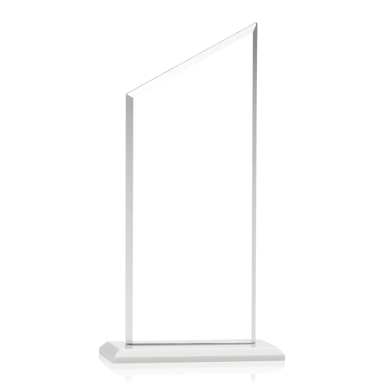 Custom Starfire Crystal Slant-Top Award on a Matching Beveled Base, with your logo for team milestone celebrations