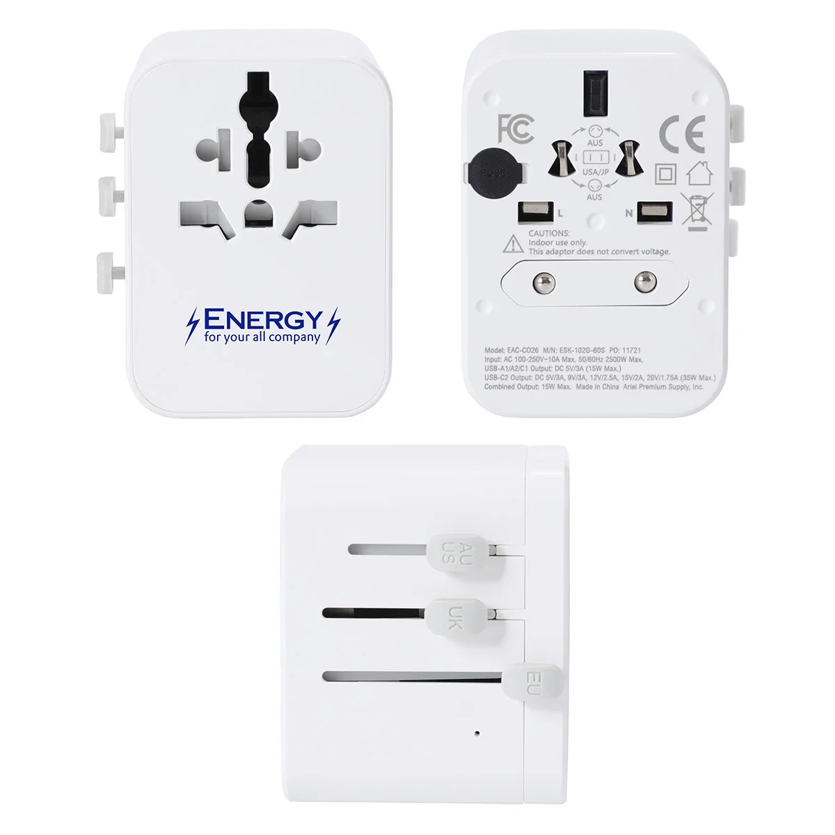 Close-up of the Concierge adapter's four charging ports