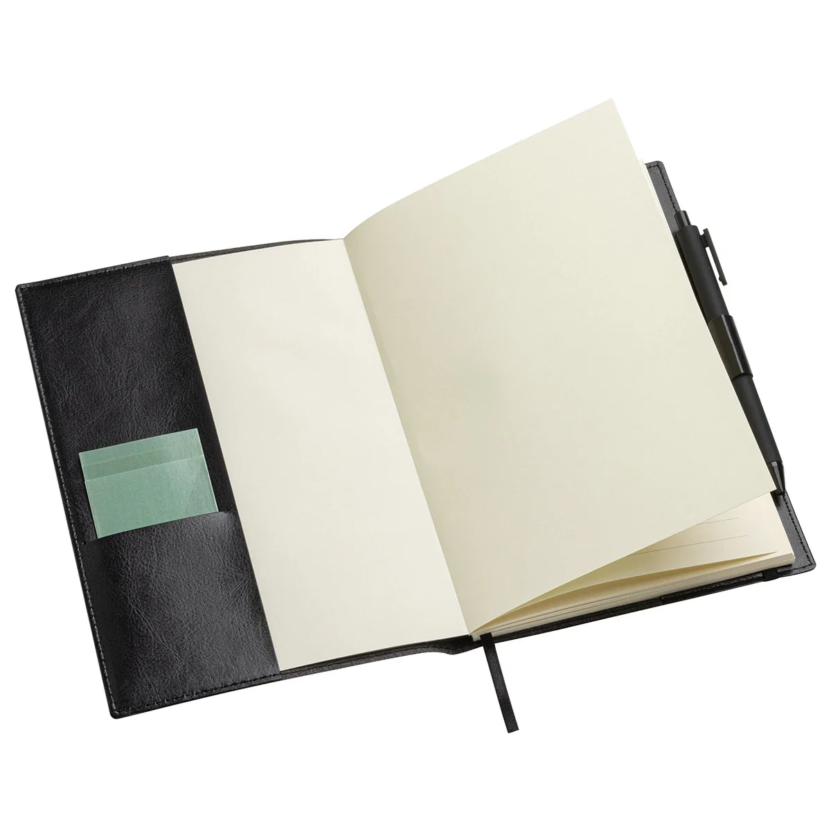 Conclave Refillable Leatherette Journal with the included pen shown alongside