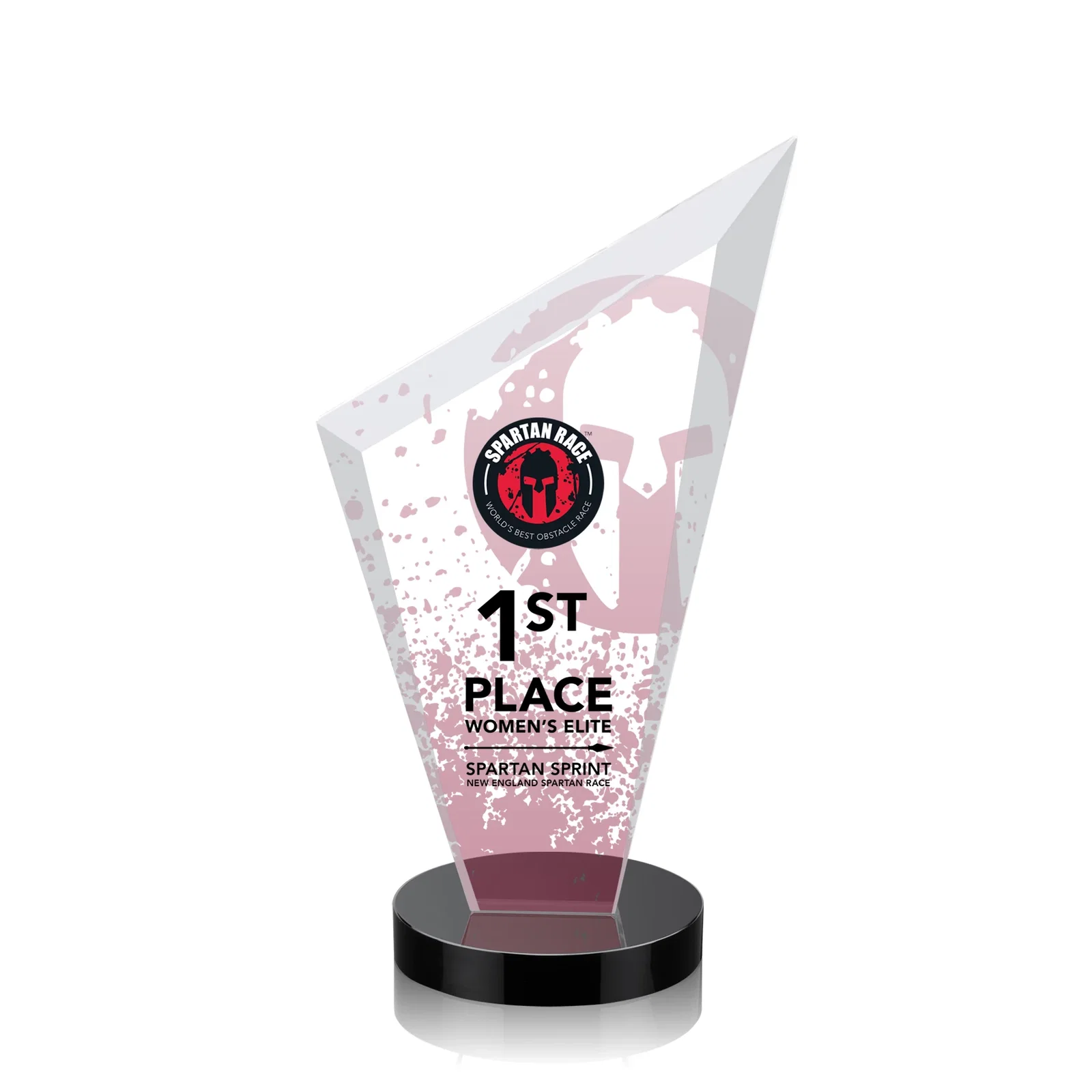 Custom Starfire Crystal Peak Award on a Round Color-Choice Base for volunteer appreciation