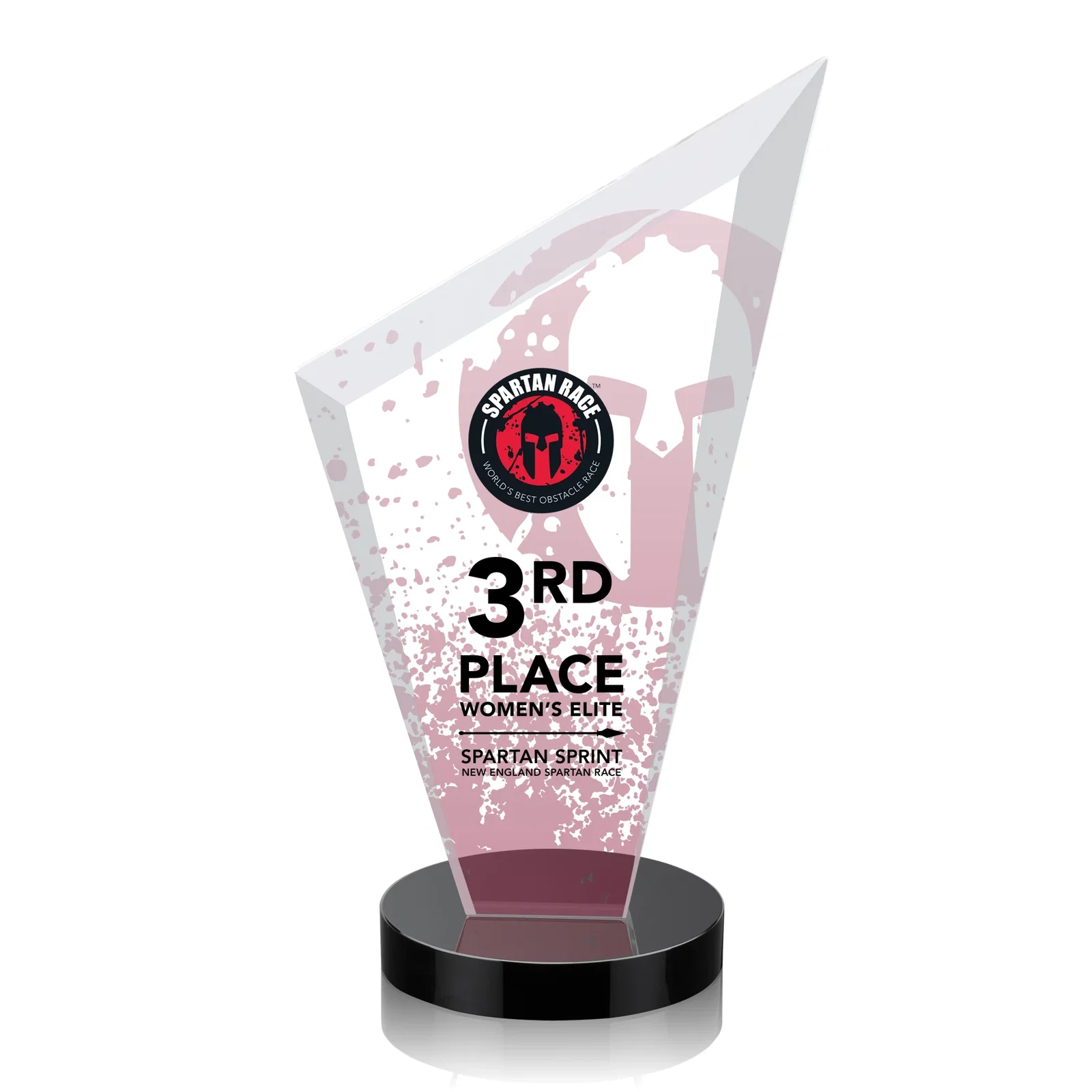 Custom Starfire Crystal Peak Award on a Round Color-Choice Base for company anniversary events
