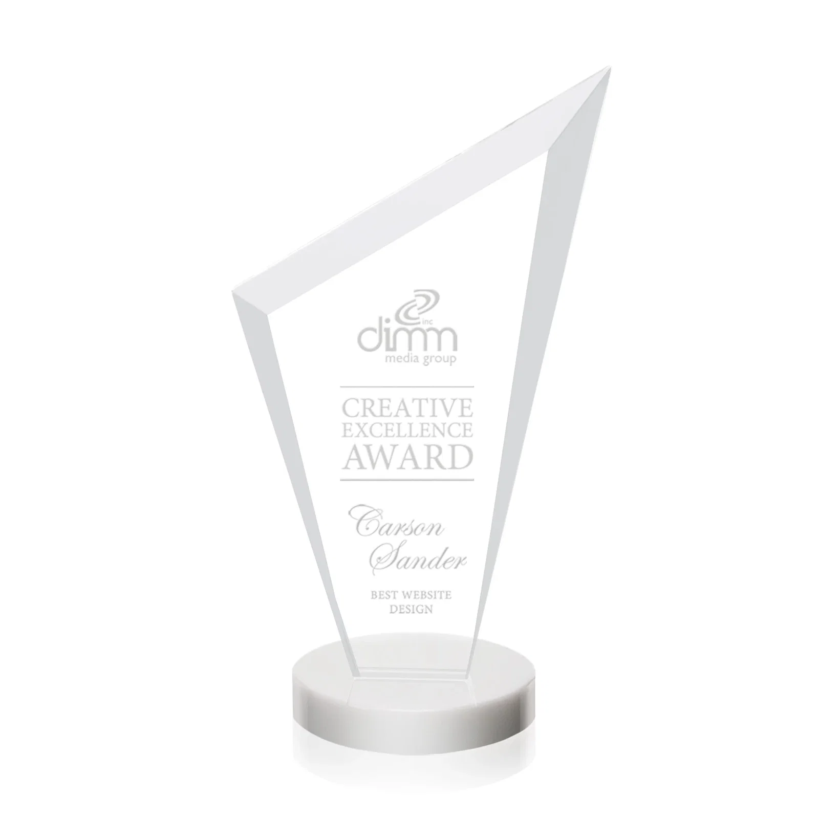 Personalized Starfire Crystal Peak Award on a Round Color-Choice Base for donor appreciation