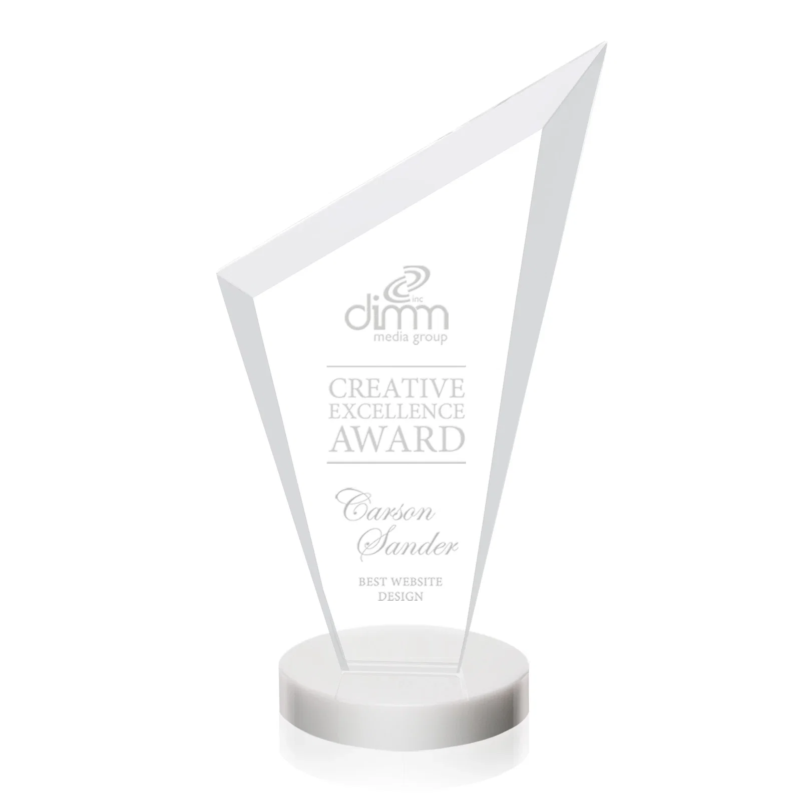 Personalized Starfire Crystal Peak Award on a Round Color-Choice Base for graduation ceremonies
