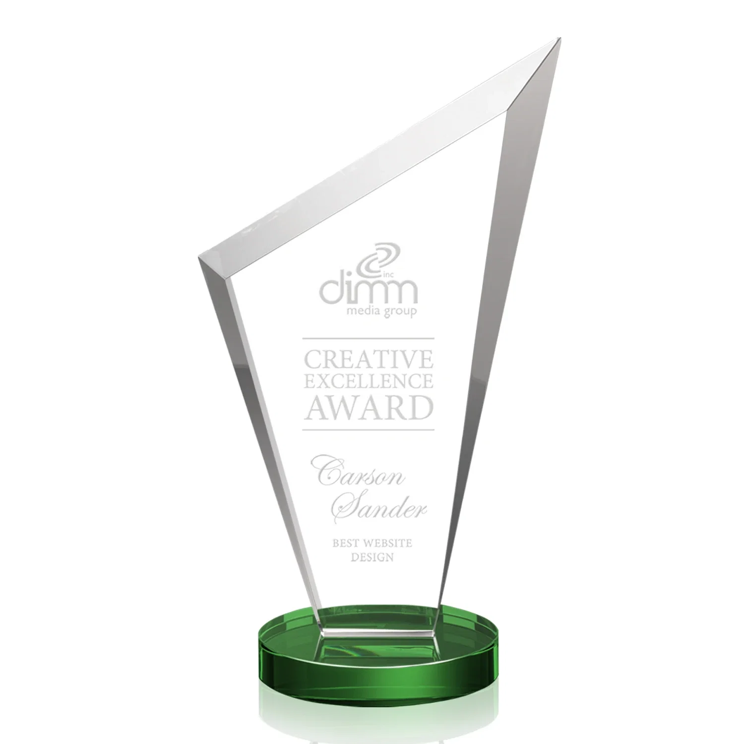 Personalized Starfire Crystal Peak Award on a Round Color-Choice Base for company anniversary events