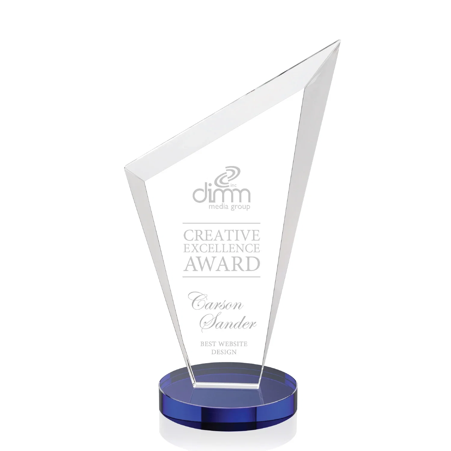 Promotional Starfire Crystal Peak Award on a Round Color-Choice Base for service anniversary gifts