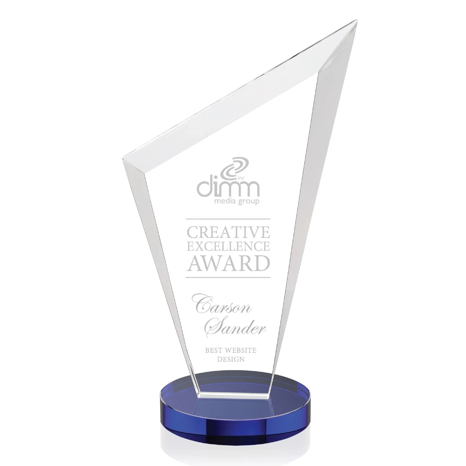 Promotional Starfire Crystal Peak Award on a Round Color-Choice Base for sales achievement awards