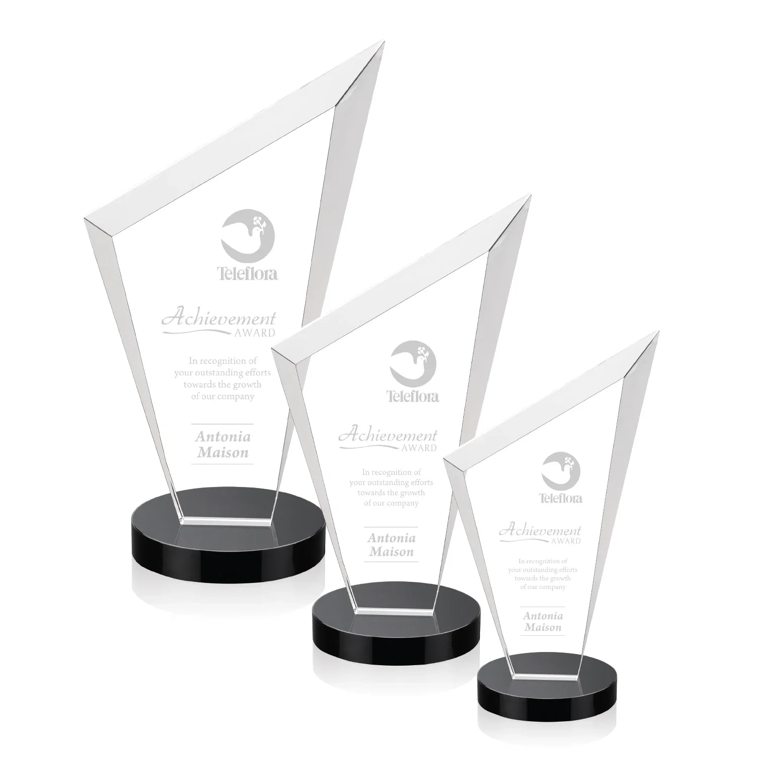 Promotional Starfire Crystal Peak Award on a Round Color-Choice Base for retirement presentations