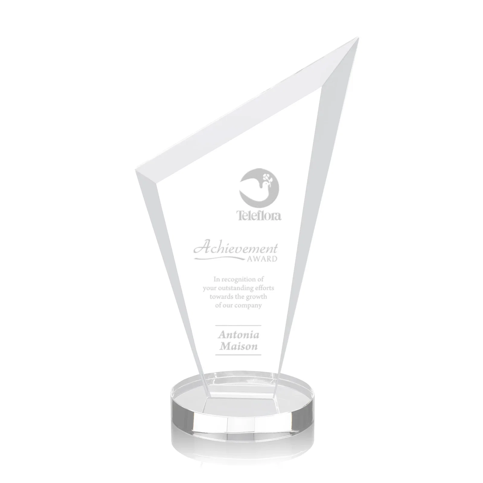 Promotional Starfire Crystal Peak Award on a Round Color-Choice Base for dealer and partner awards
