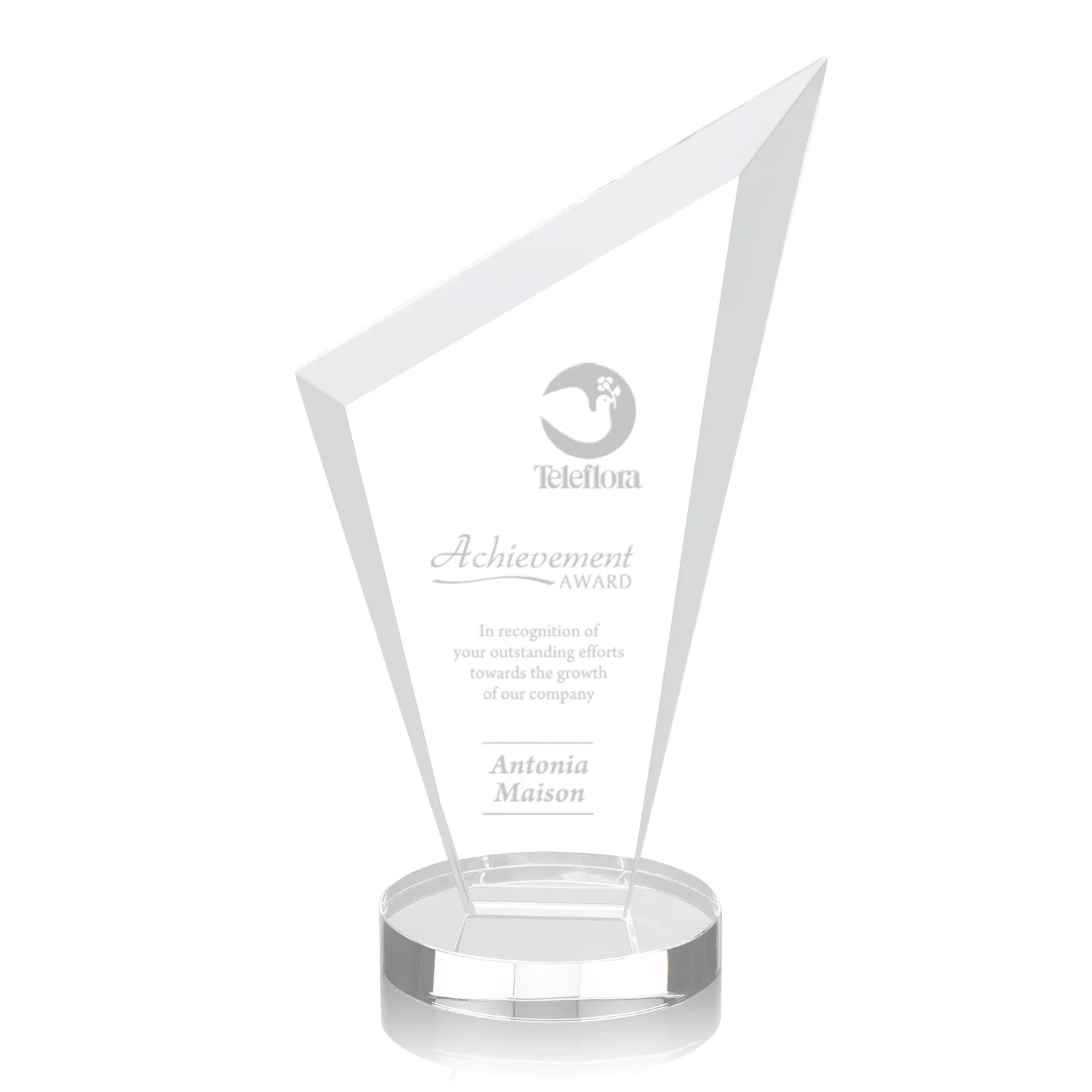 Promotional Starfire Crystal Peak Award on a Round Color-Choice Base for company anniversary events