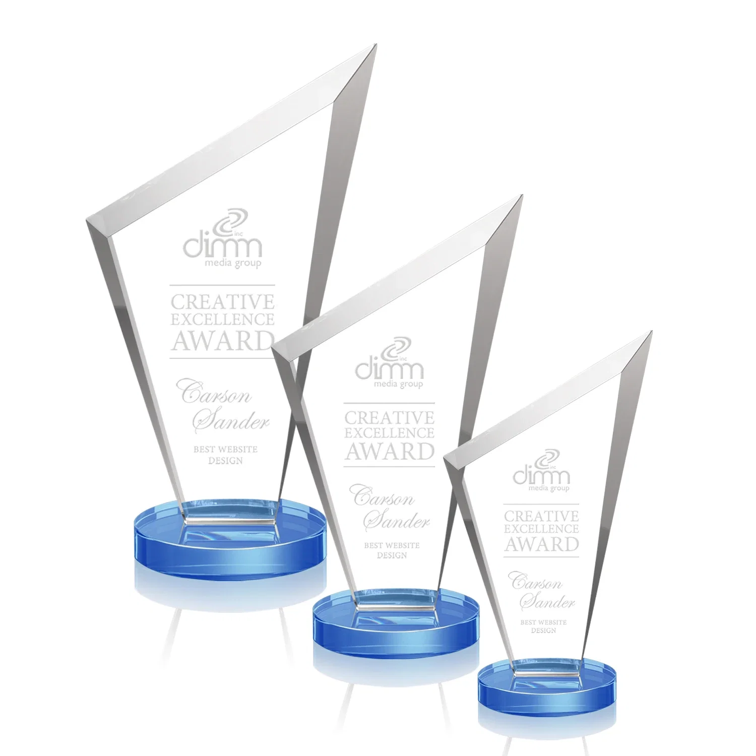 Branded Starfire Crystal Peak Award on a Round Color-Choice Base for retirement presentations