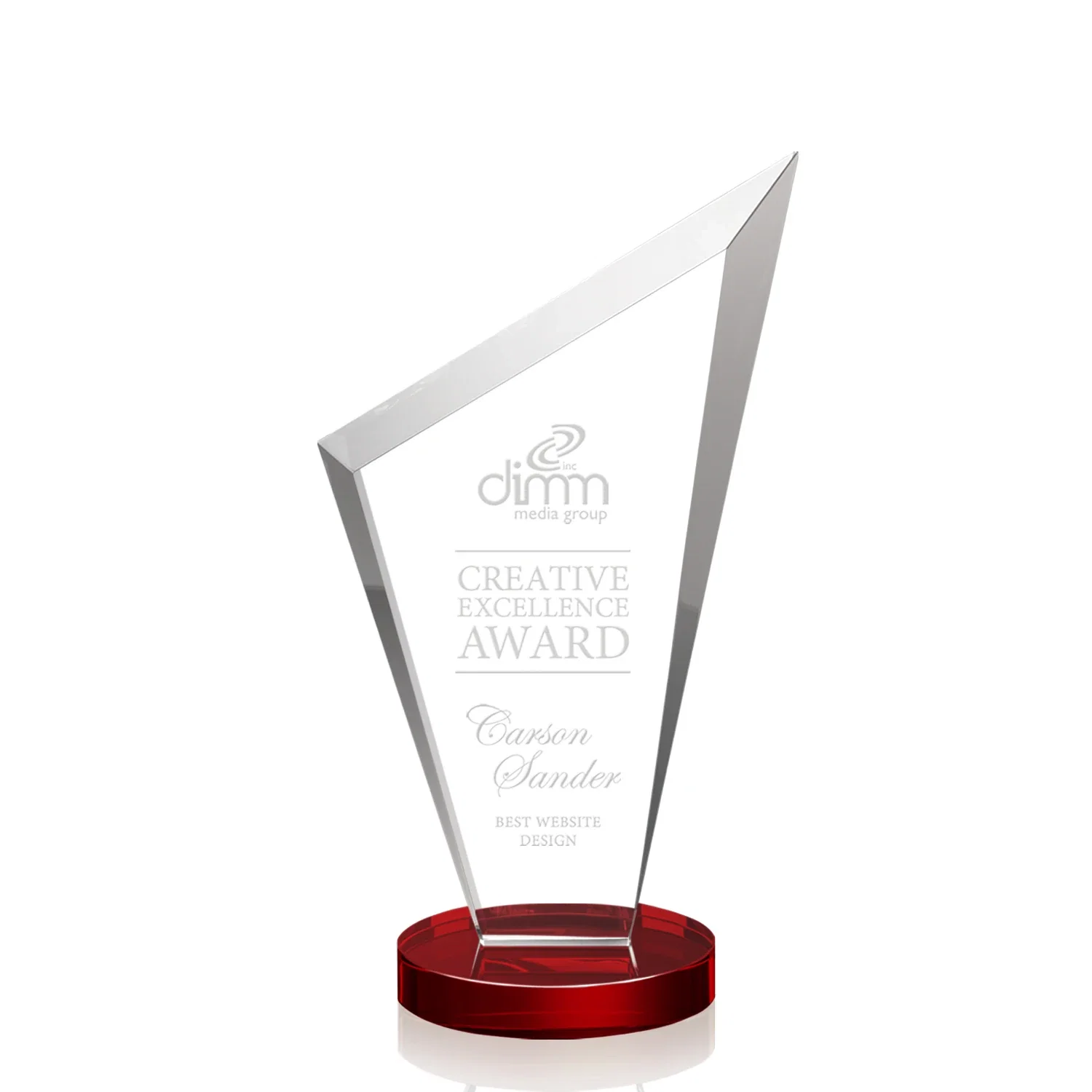 Branded Starfire Crystal Peak Award on a Round Color-Choice Base for volunteer appreciation