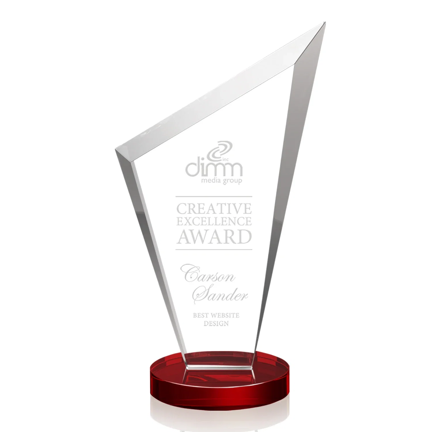 Branded Starfire Crystal Peak Award on a Round Color-Choice Base for company anniversary events