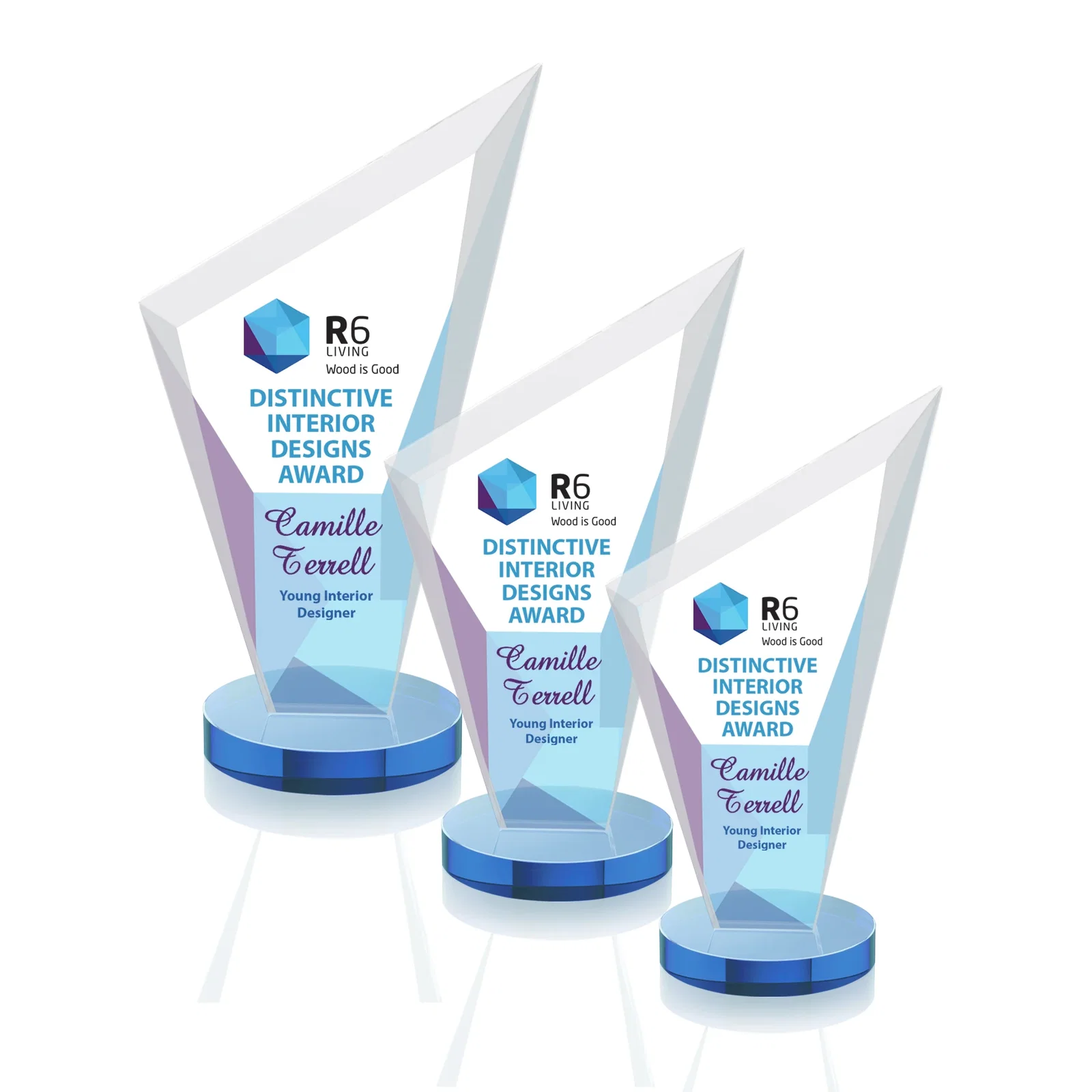 Custom printed Starfire Crystal Peak Award on a Round Color-Choice Base for safety achievement programs