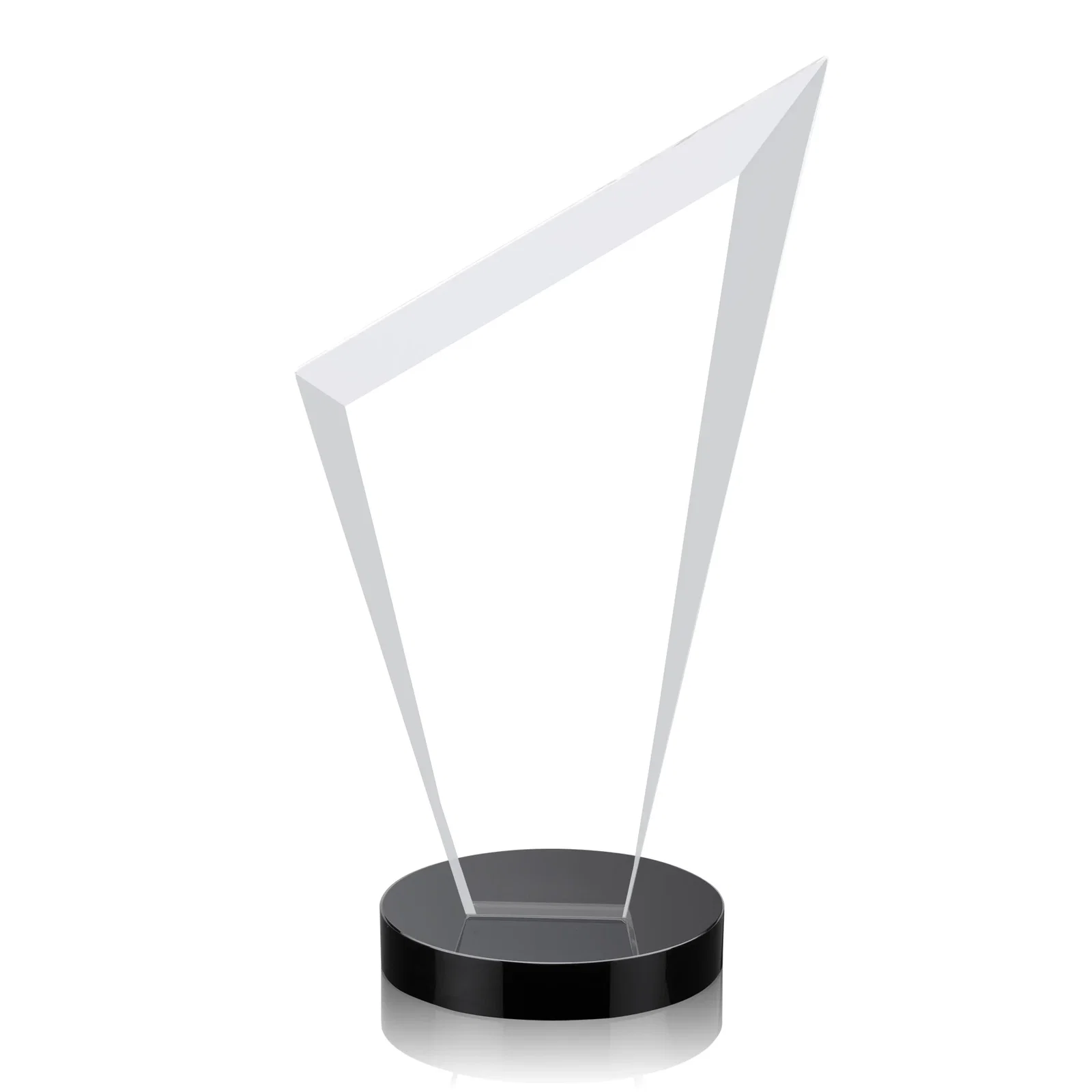 Custom engraved Starfire Crystal Peak Award on a Round Color-Choice Base for employee recognition