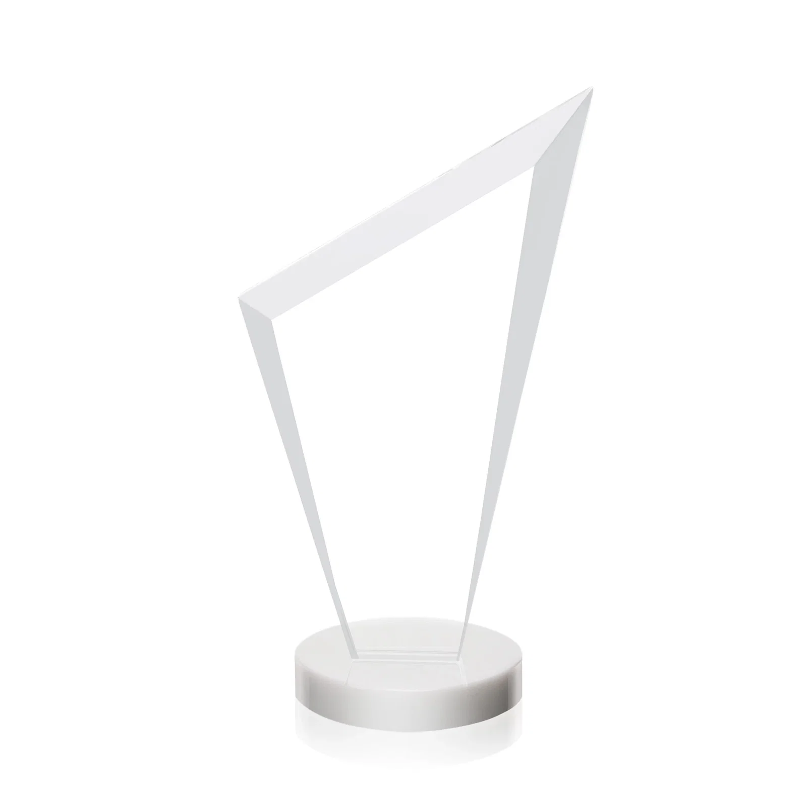 Custom engraved Starfire Crystal Peak Award on a Round Color-Choice Base for retirement presentations
