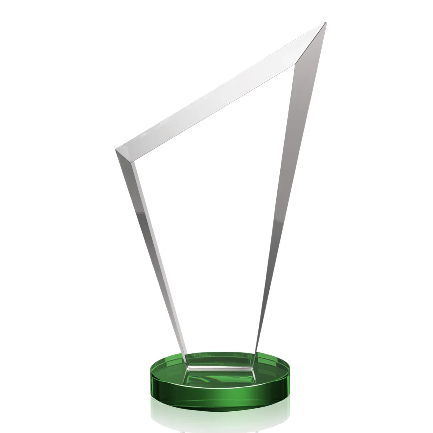 Custom engraved Starfire Crystal Peak Award on a Round Color-Choice Base for volunteer appreciation
