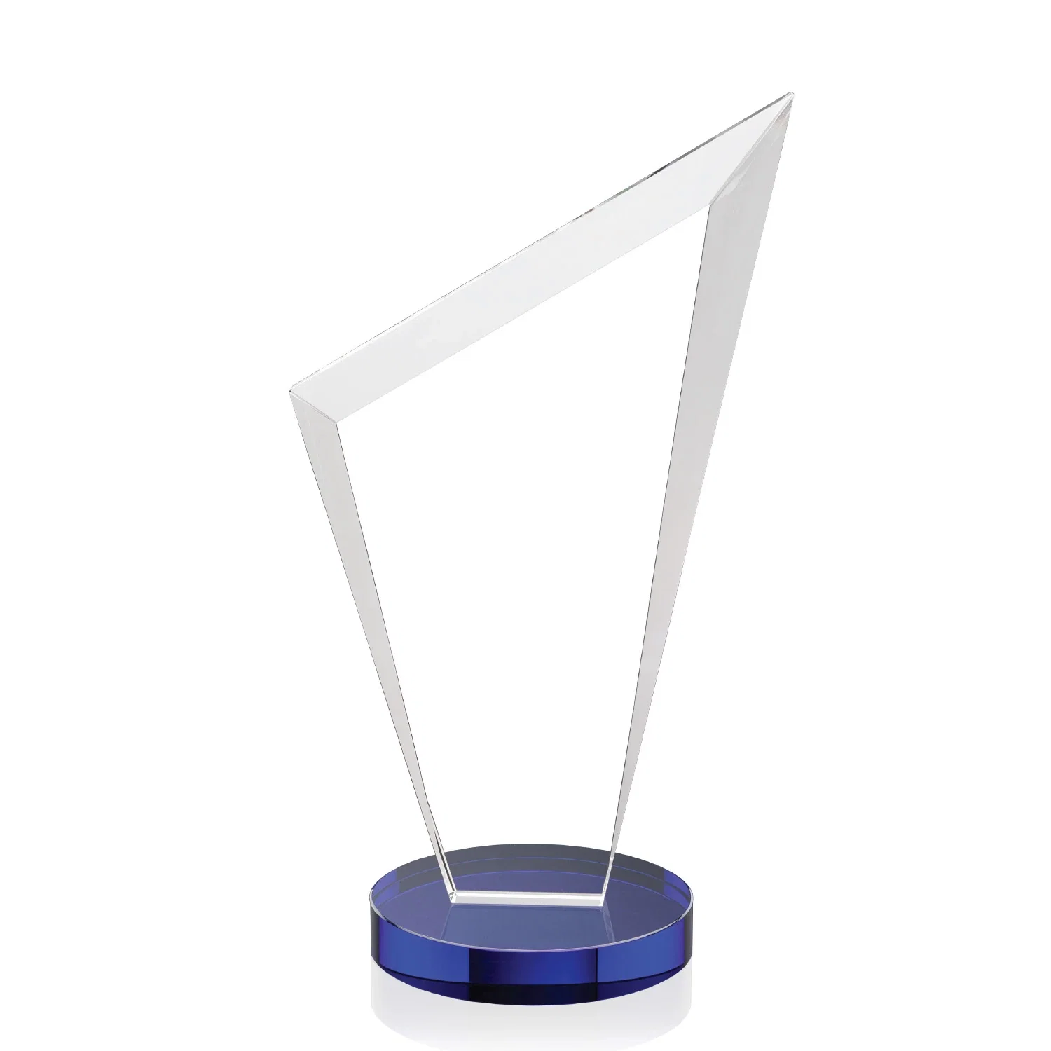 Custom engraved Starfire Crystal Peak Award on a Round Color-Choice Base for company anniversary events