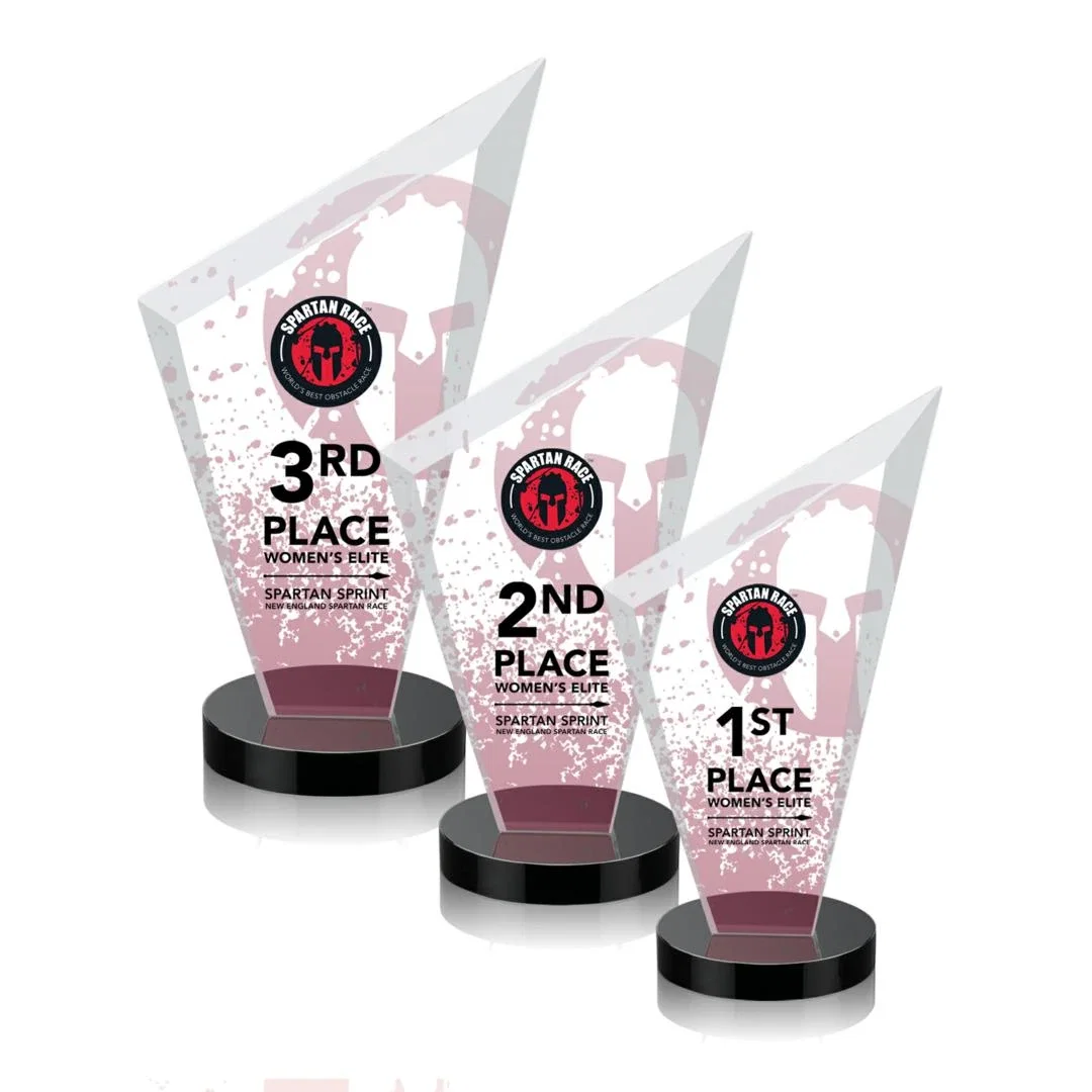 Custom Starfire Crystal Peak Award on a Round Color-Choice Base for safety achievement programs