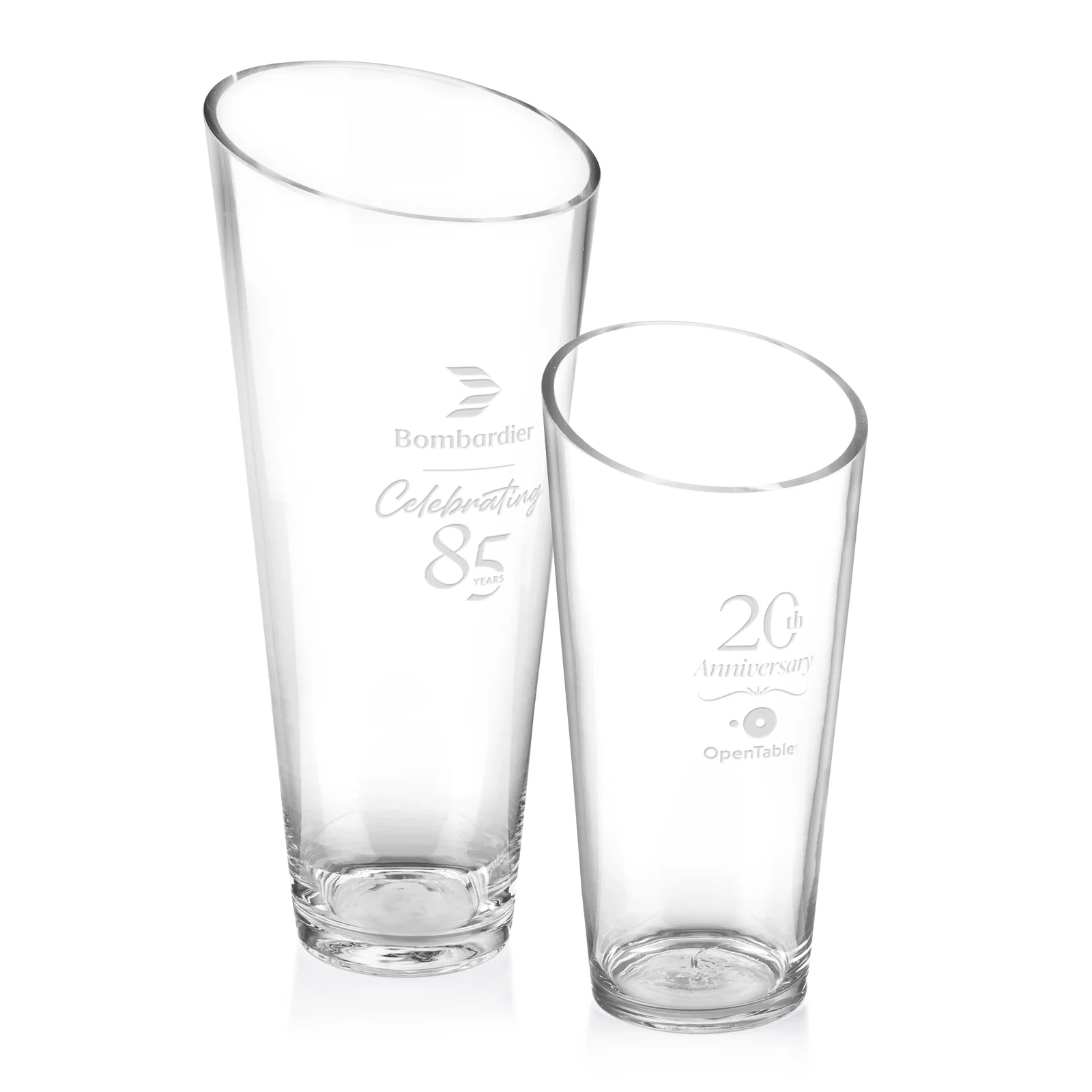 Custom Lead Free Crystalline Vase with Slanted Rim for employee recognition