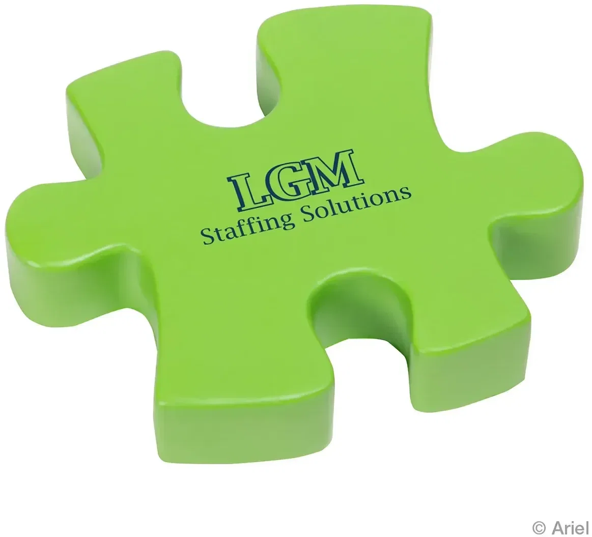 Custom Connecting Puzzle Piece Stress Reliever, promotional foam squeeze toy side profile view