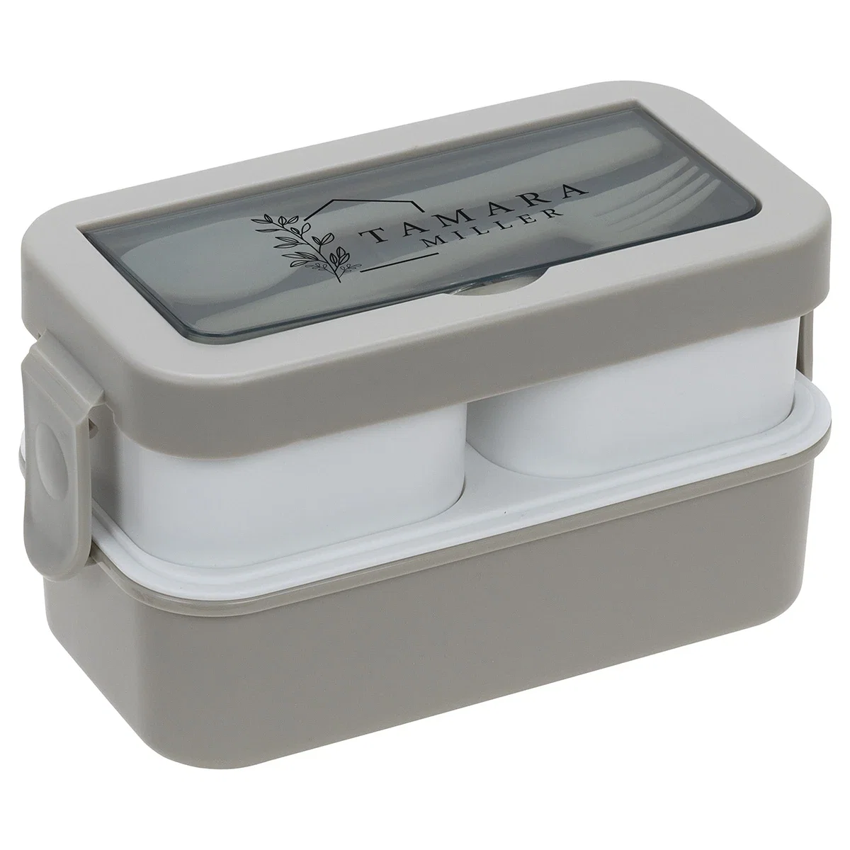 Connoisseur 3-Compartment Stackable Lunch Box open to show its three compartments