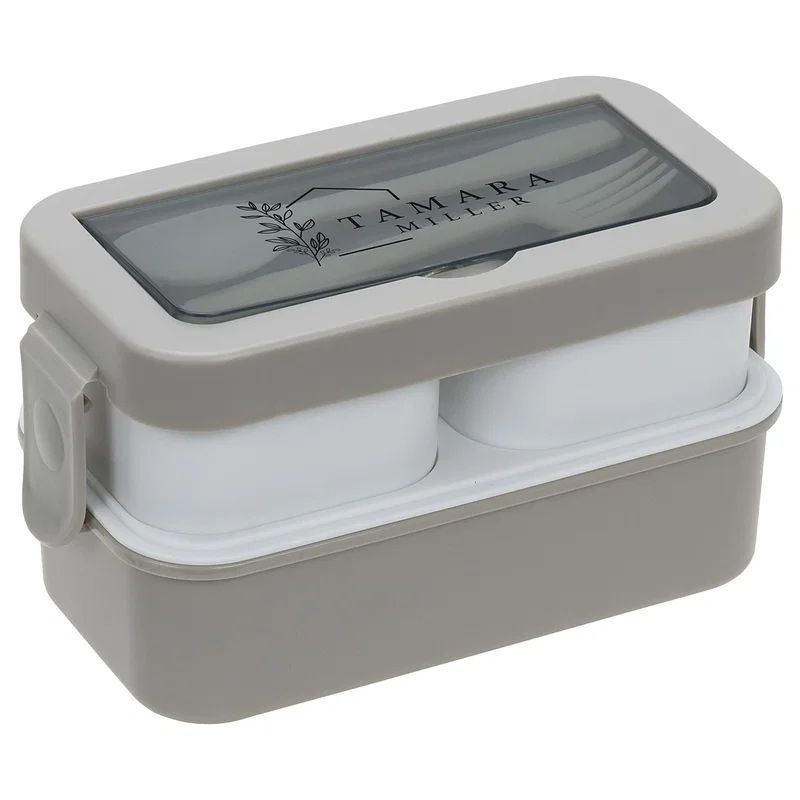 Connoisseur 3-Compartment Stackable Lunch Box open to show its three compartments