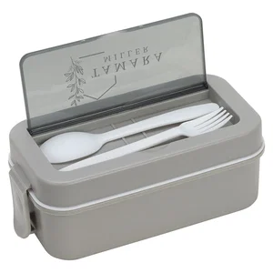 Connoisseur 3-Compartment Stackable Lunch Box with Utensils
