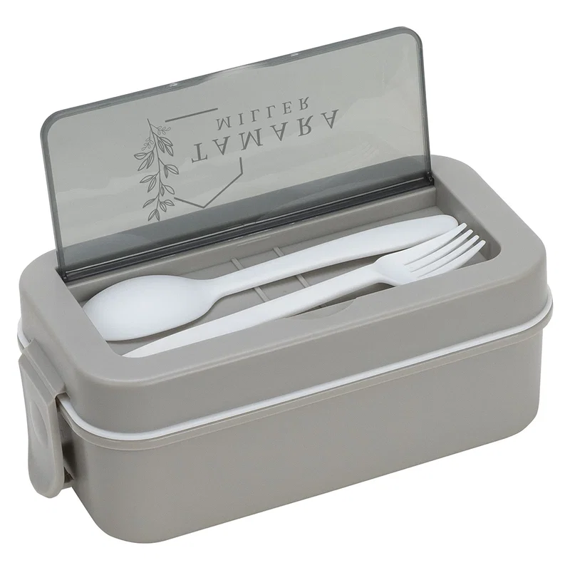 Side profile of the promotional Connoisseur Stackable Lunch Box with Utensils