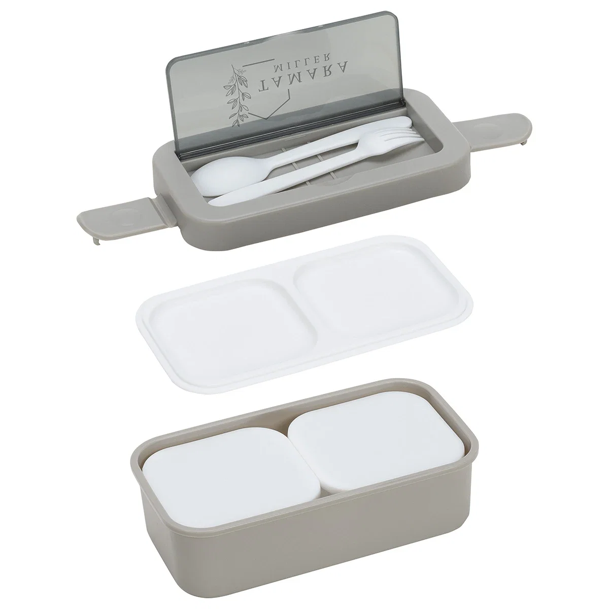 Close-up of the custom Connoisseur Lunch Box's logo imprint area