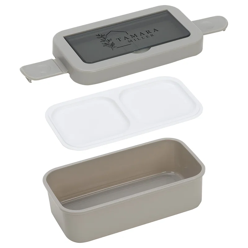 Connoisseur 3-Compartment Stackable Lunch Box packed with a meal, lifestyle shot