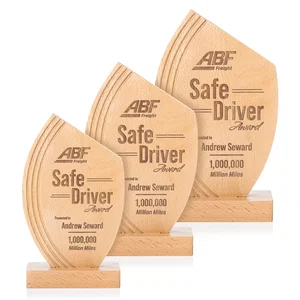 Beechwood Award with Curved Grooves Toward a Right-Facing Peak