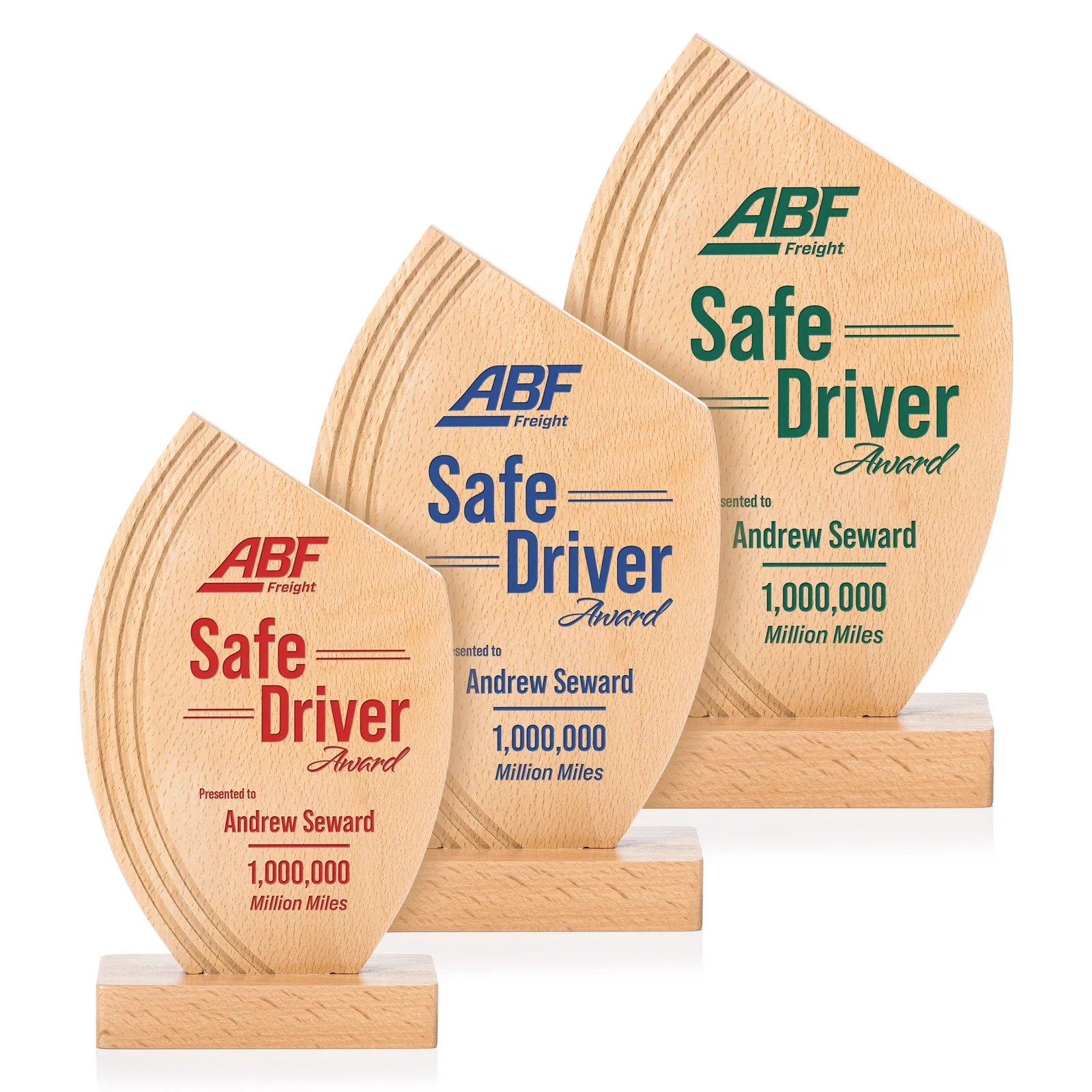 Custom Beechwood Award with Curved Grooves Toward a Right-Facing Peak for retirement presentations