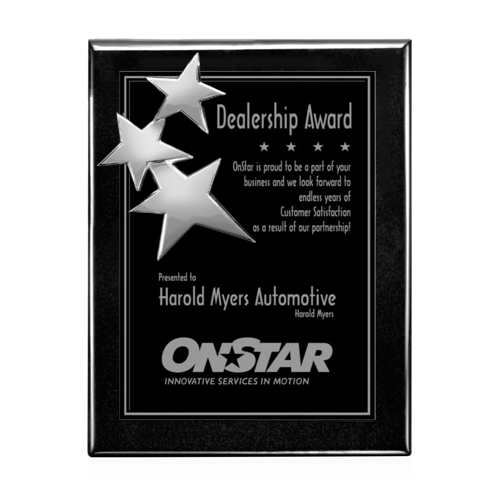 Custom Wood-Tone Wall Plaque with Constellation of Three Stars for volunteer appreciation