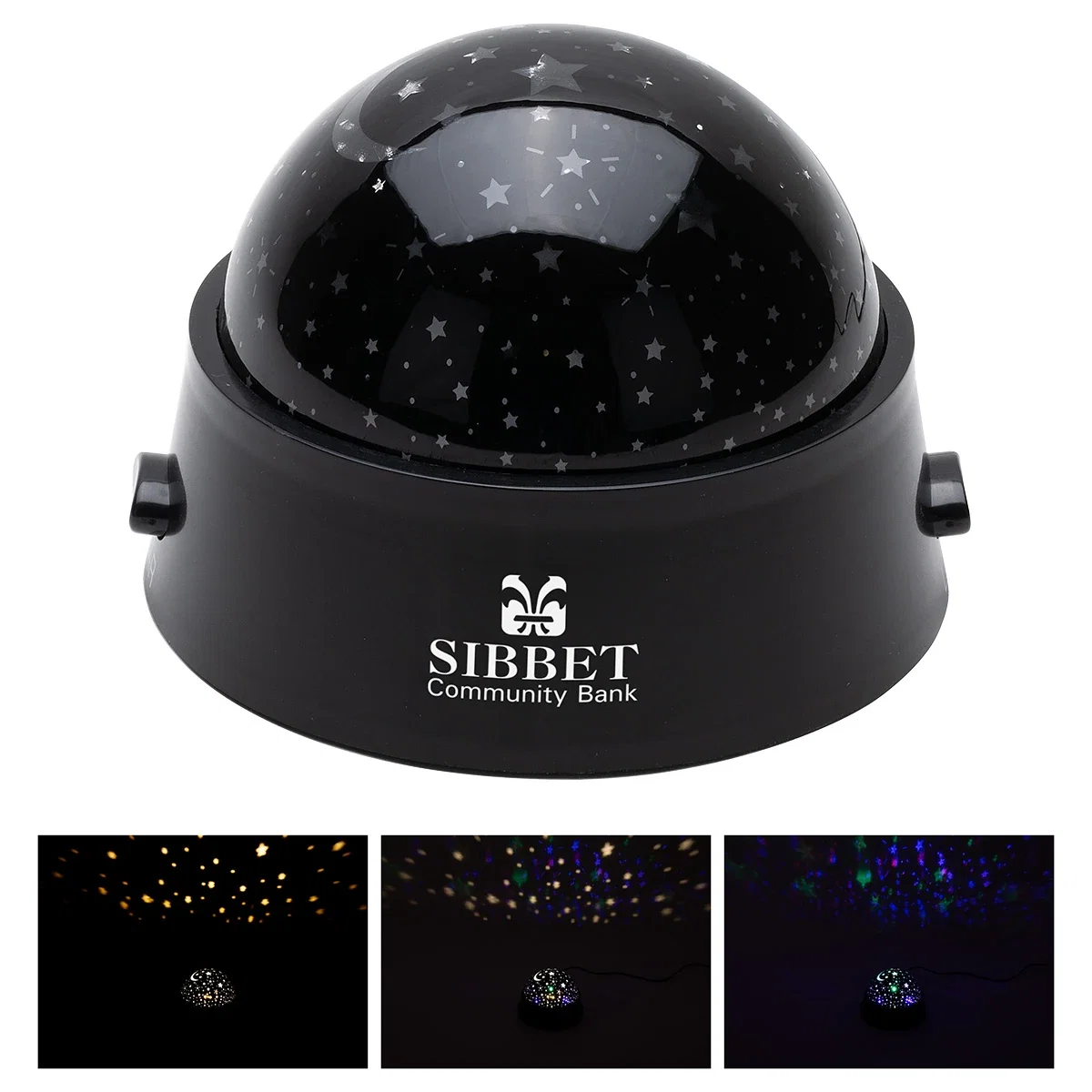 Custom Constellation Night Light, front view of the branded star projector