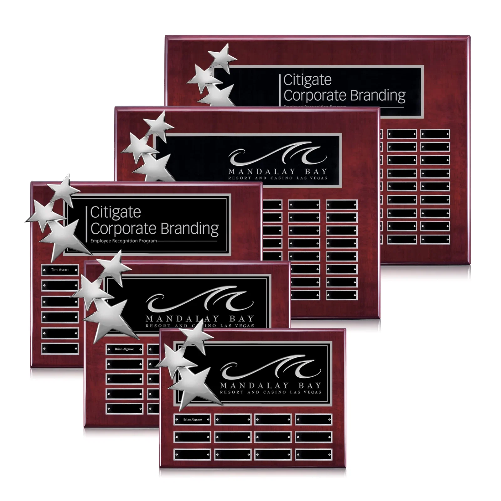 Custom Piano Finish Perpetual Plaque With Constellation Star Ornaments for employee recognition