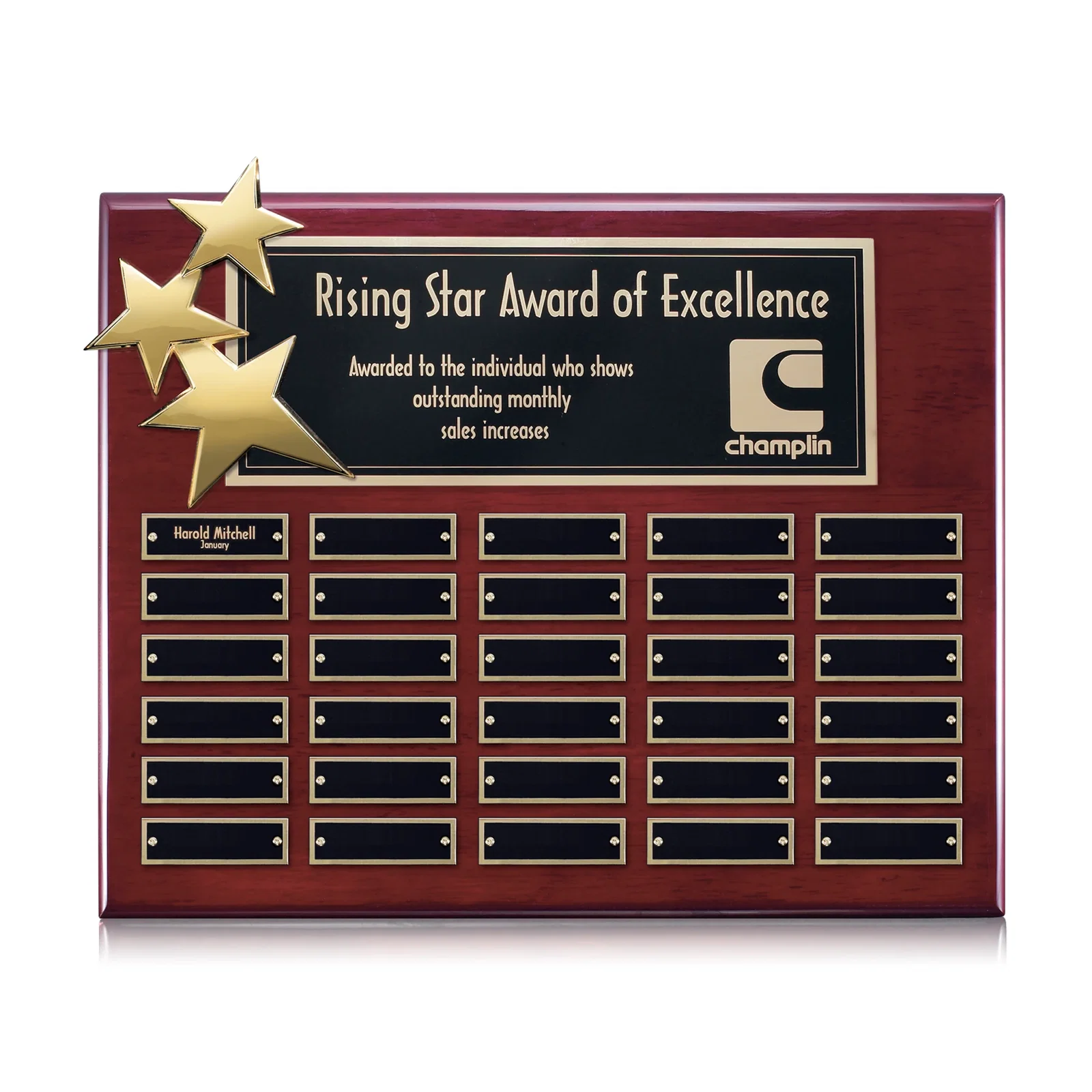 Custom Piano Finish Perpetual Plaque With Constellation Star Ornaments for volunteer appreciation