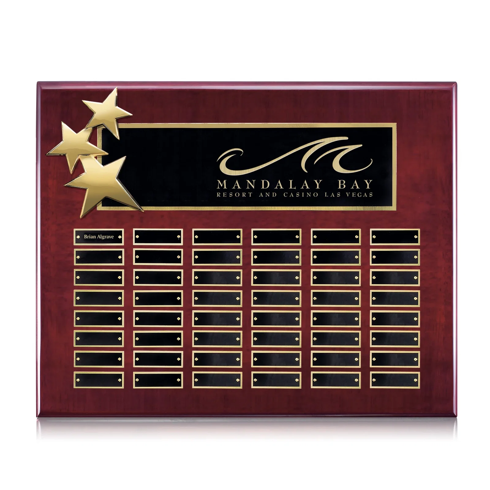 Custom Piano Finish Perpetual Plaque With Constellation Star Ornaments for dealer and partner awards