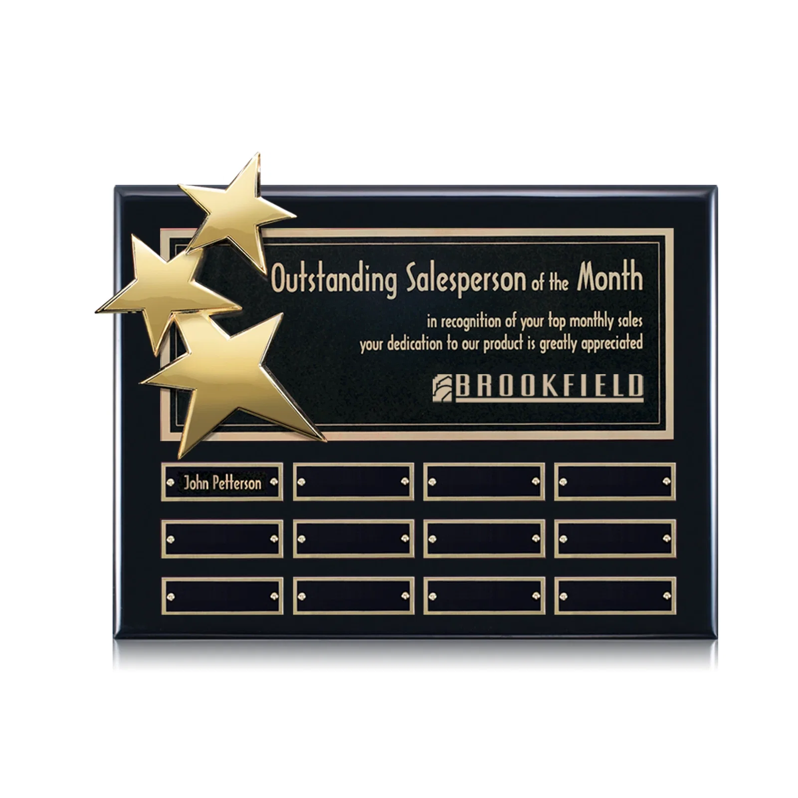 Personalized Piano Finish Perpetual Plaque With Constellation Star Ornaments for corporate award ceremonies