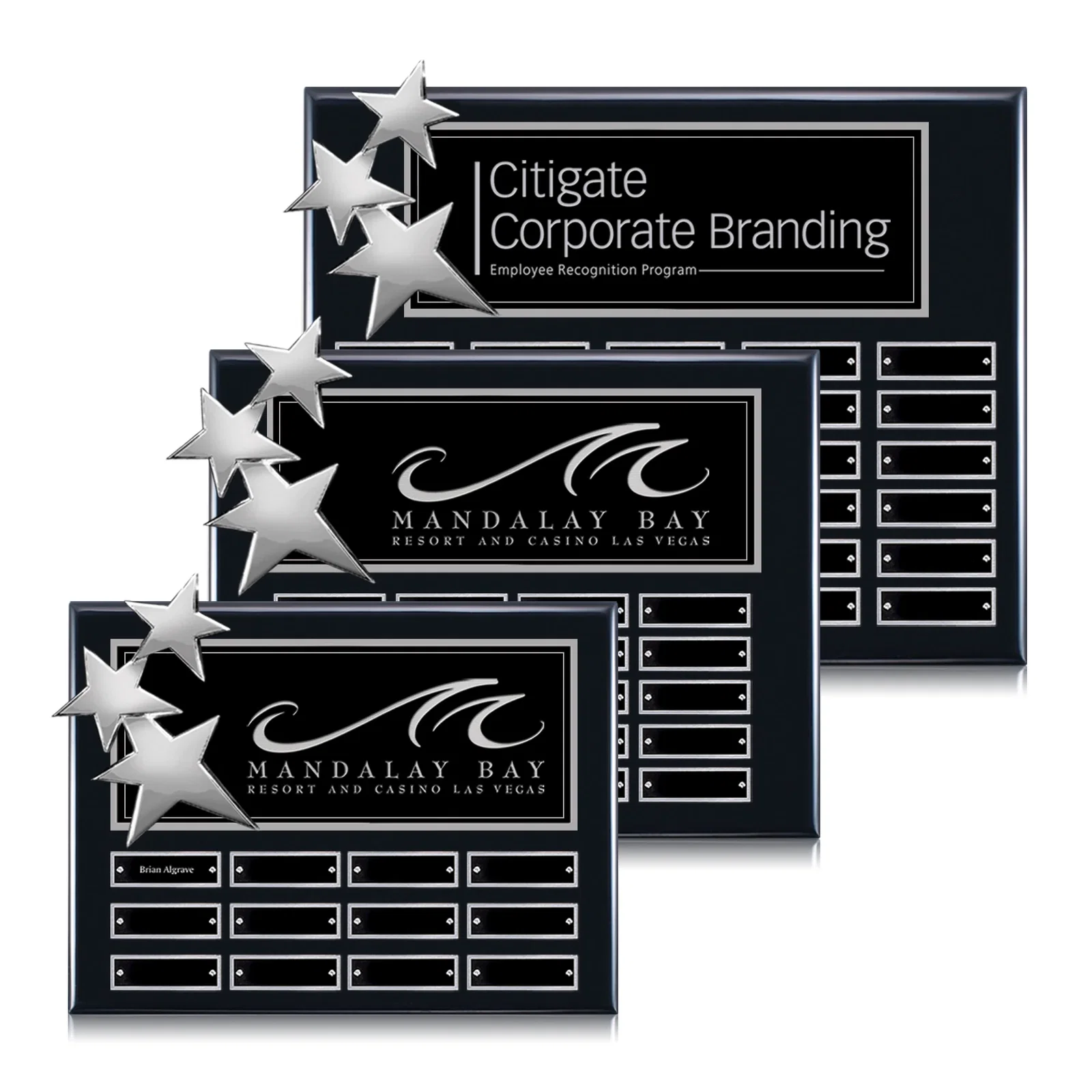 Personalized Piano Finish Perpetual Plaque With Constellation Star Ornaments for retirement presentations