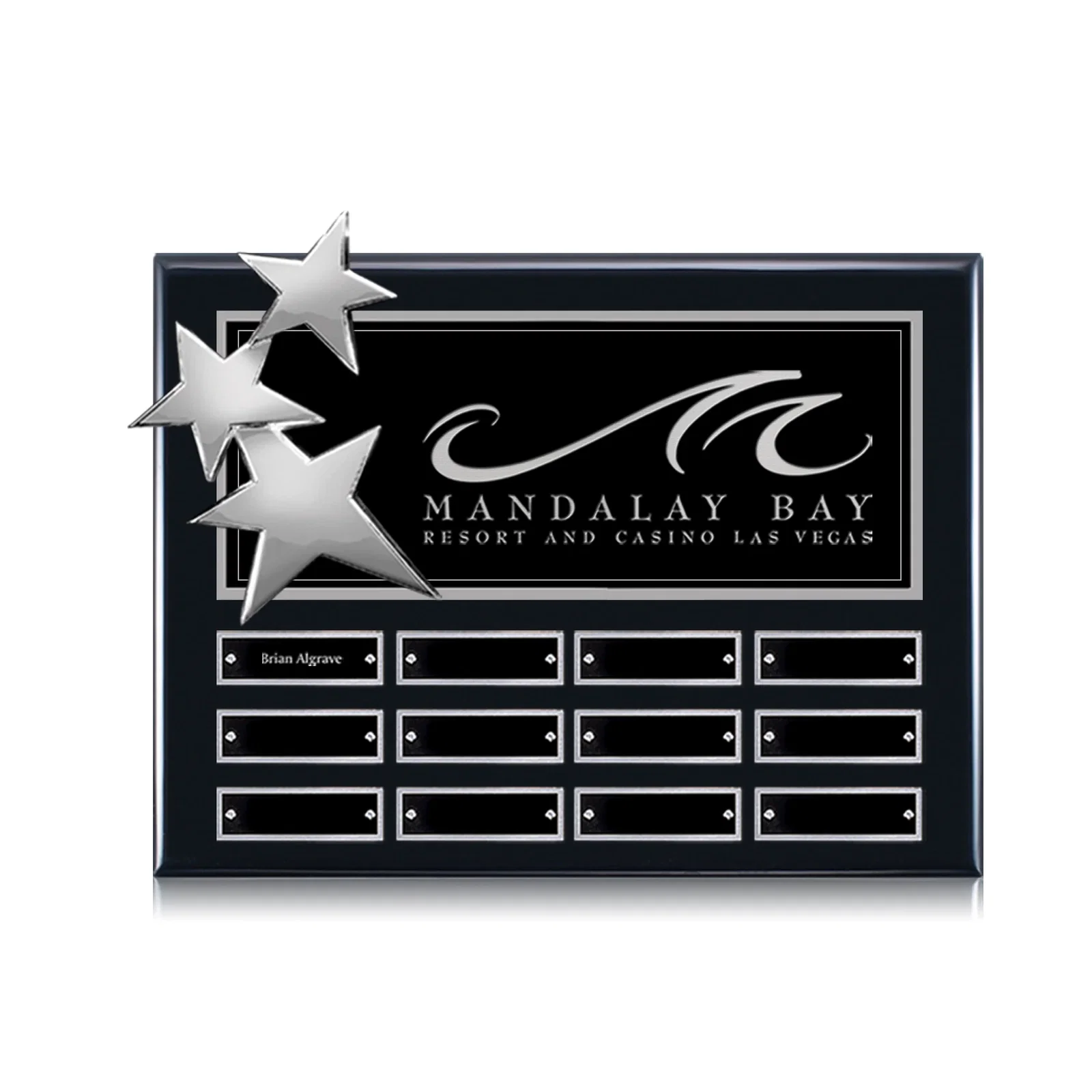 Personalized Piano Finish Perpetual Plaque With Constellation Star Ornaments for team milestone celebrations